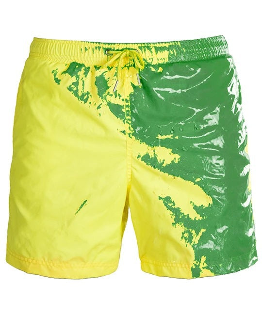 Temperature changing swim shorts in the blue purple color shift