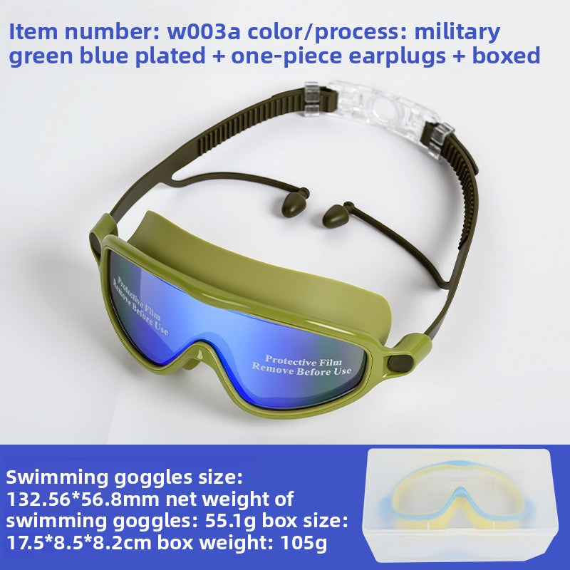 Children's large frame swimming goggles with adjustable strap