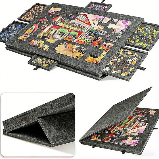 Folding Jigsaw Puzzle Board with 6 Sorting Drawers and Felt Surface