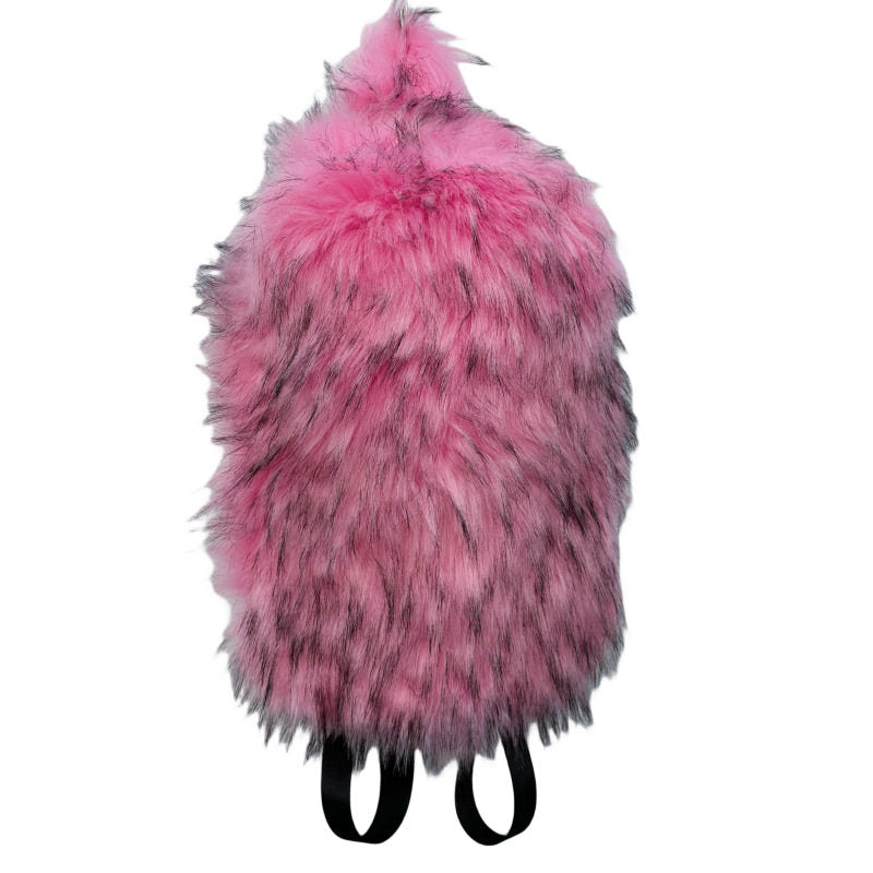 Plush fur travel backpack colour range reference with finishes