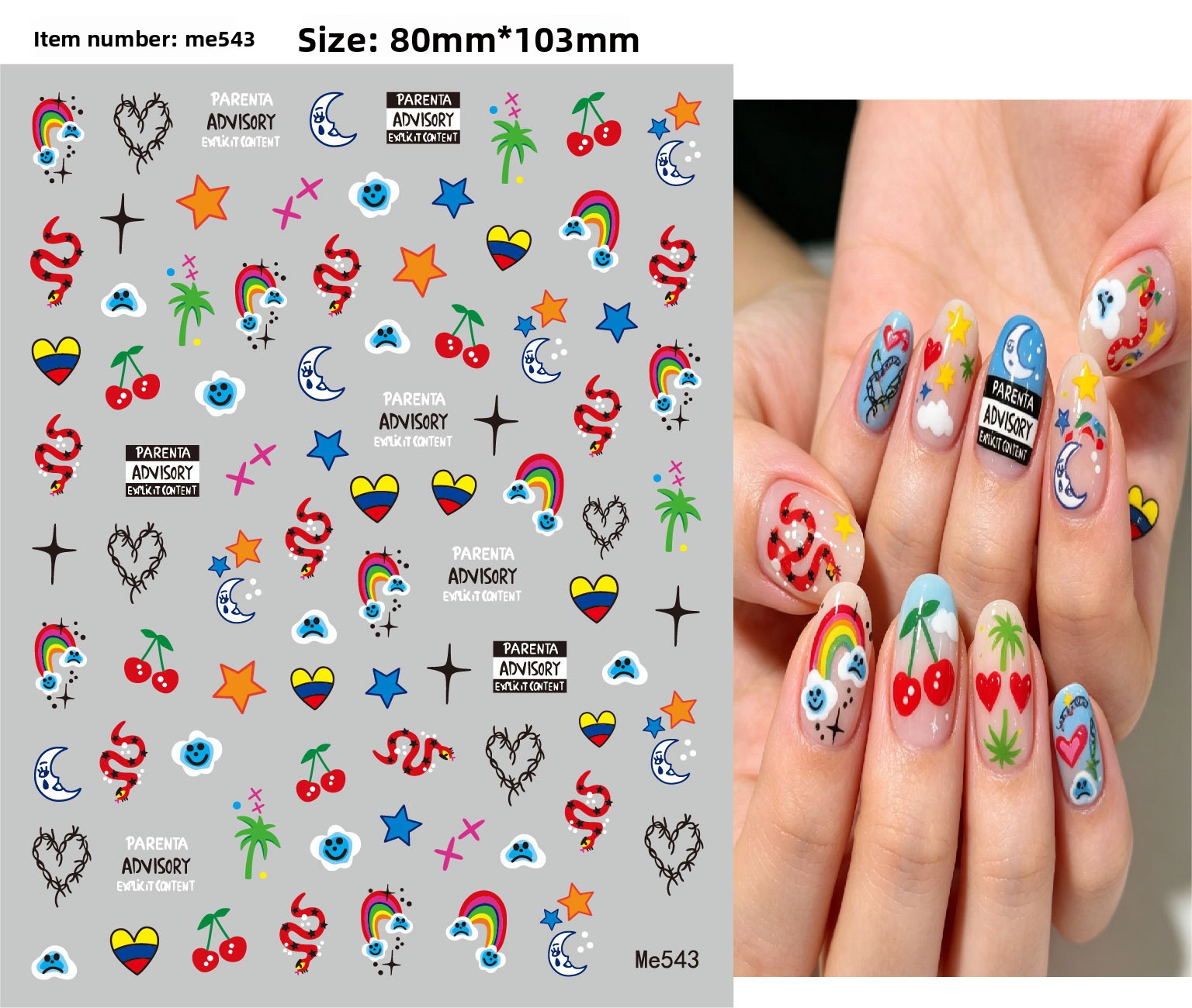 Halloween nail art with cartoon skeleton and monster face designs
