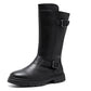 Tall black buckle boot with chunky lug sole on a white background, black option, size 39