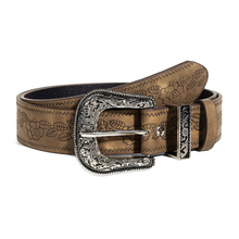 Retro Floral Embossed PU Leather Belt Alloy Pin Buckle Y2k Vintage Waist Belt