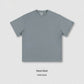 Model wearing the oversized heavyweight cotton crew neck tee with a relaxed drop shoulder cut