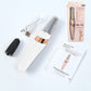 White electric foot file with USB cable, spare roller head, retail box and manual