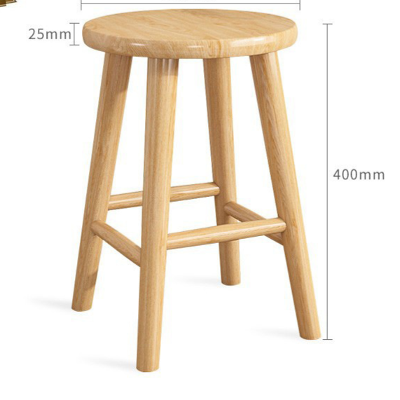 Round and square leg shapes shown side by side on the solid wood stool