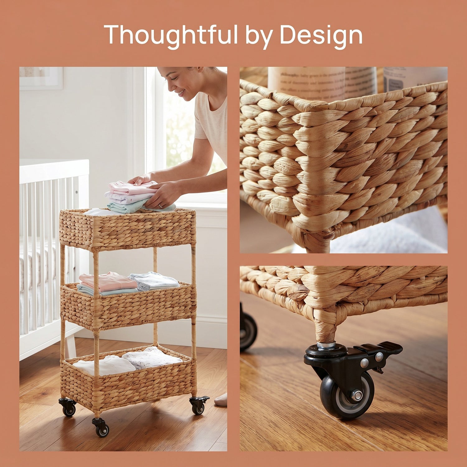Nordic Wheeled Straw Storage Rack