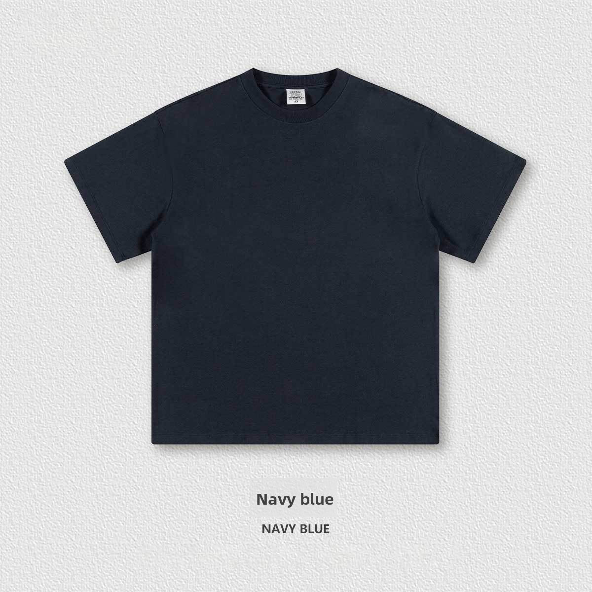 Solid color heavyweight cotton short sleeve tee with a crew neck and loose oversized American fit