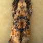 Womens Floral Print V-Neck Long Sleeve Dress
