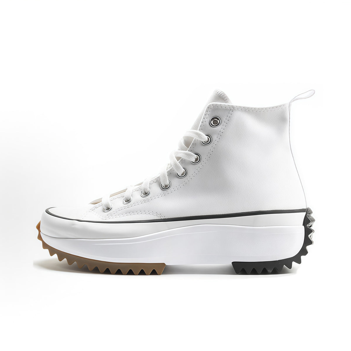 White High-Top platform canvas sneaker with chunky white serrated sole, size 36.5 option photo