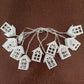 Wooden house LED string lights, White House Small design, option image for 2 m, 10 lamps, battery box