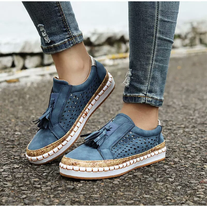 Womens Tassel Sport Casual Shoes | close up material texture