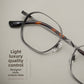 Close up of titanium frame metal texture and full-rim edge detail
