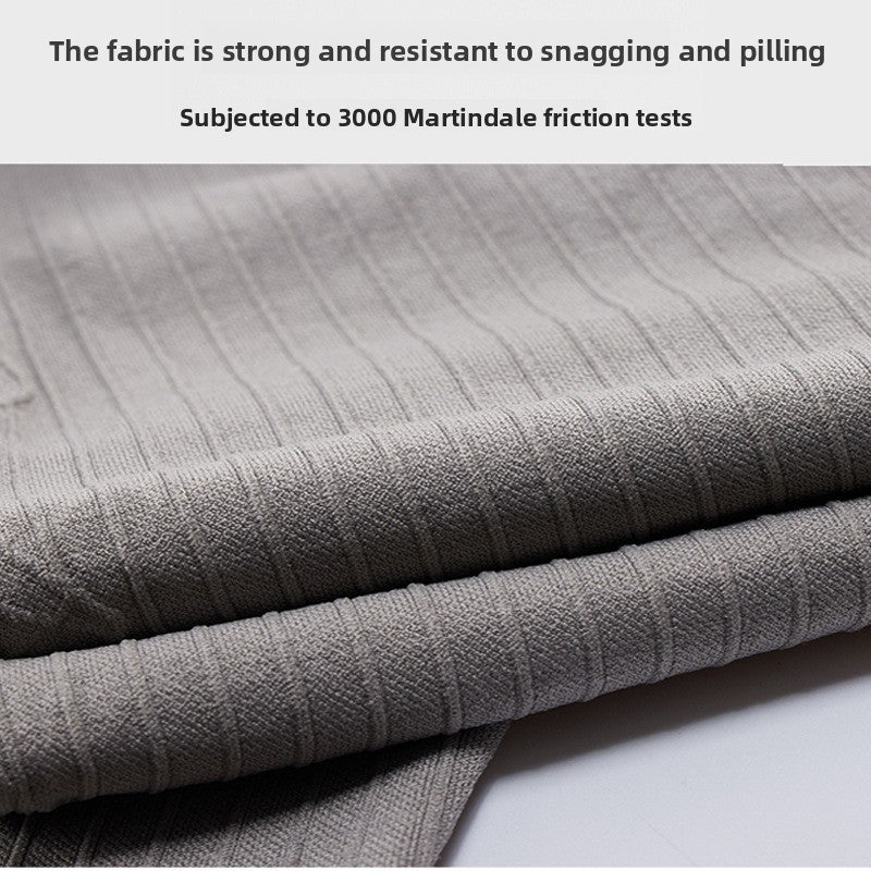 Folded grey ribbed nylon maternity legging fabric showing the fine vertical texture