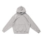 Stone Gray pullover hoodie with front pouch pocket and rib knit cuffs flat on white, size L option
