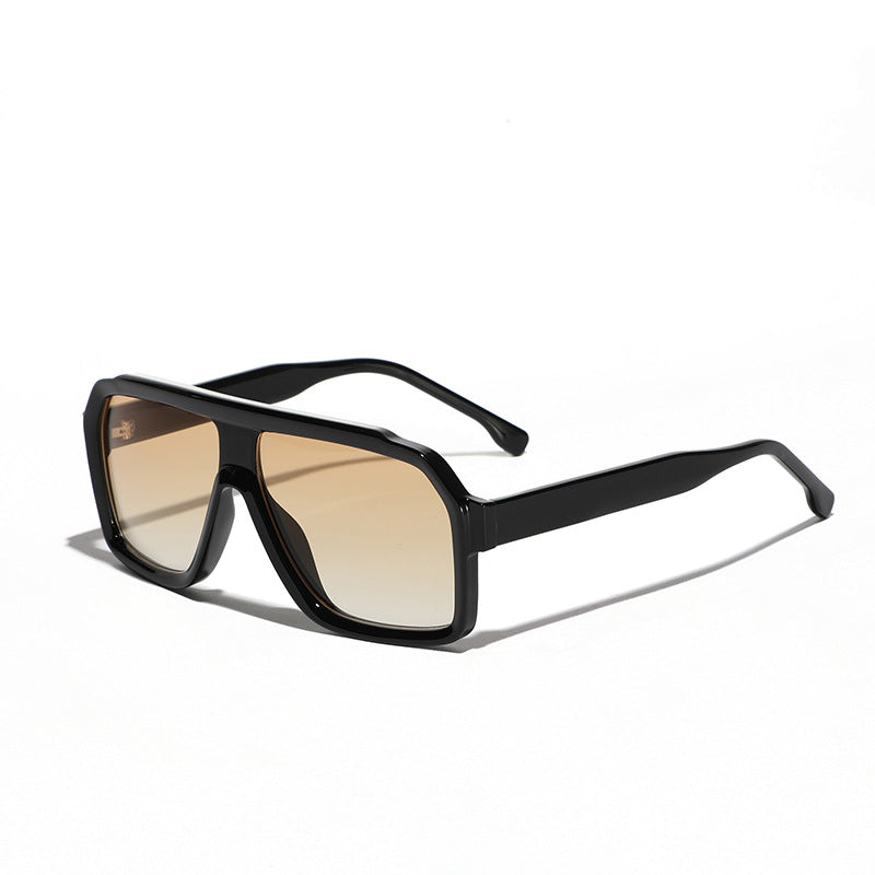 Big frame Y2K sunglasses tortoise with grey lens on white background
