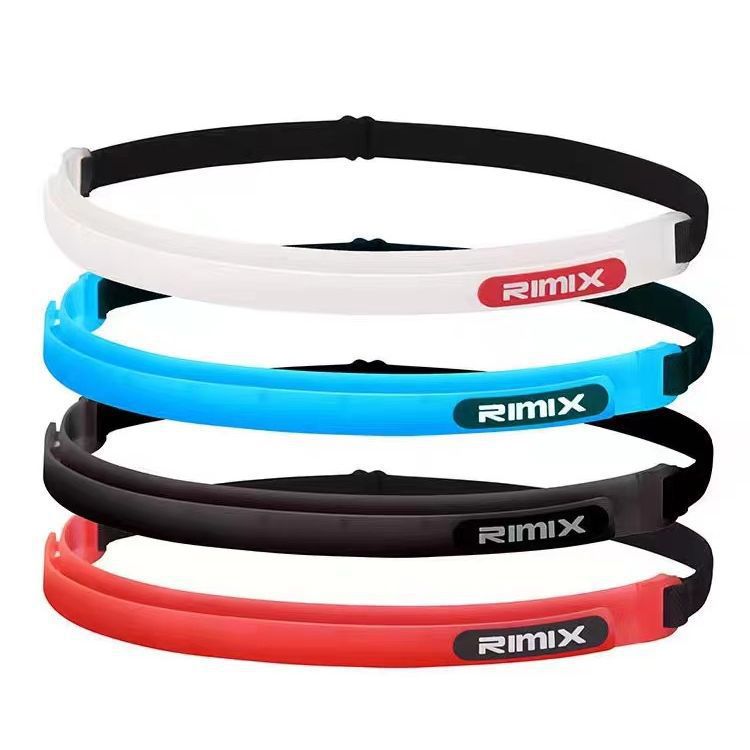 Silicone anti slip sports sweatband with an elastic back on a plain background