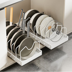 Adjustable Pot Pan and Lid Organizer Rack