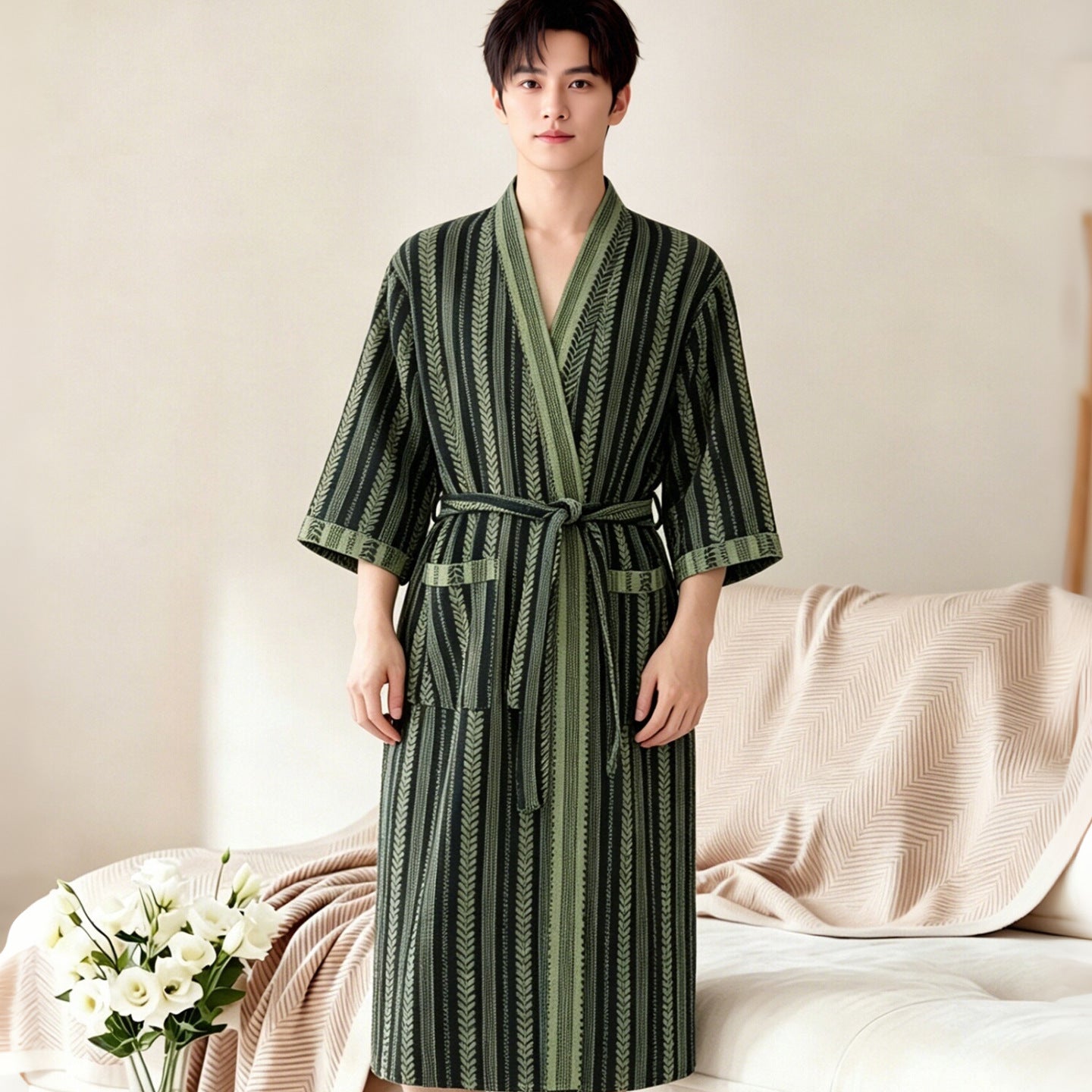 Cotton Gauze Bathrobe for Home and Spa | packaging and presentation view