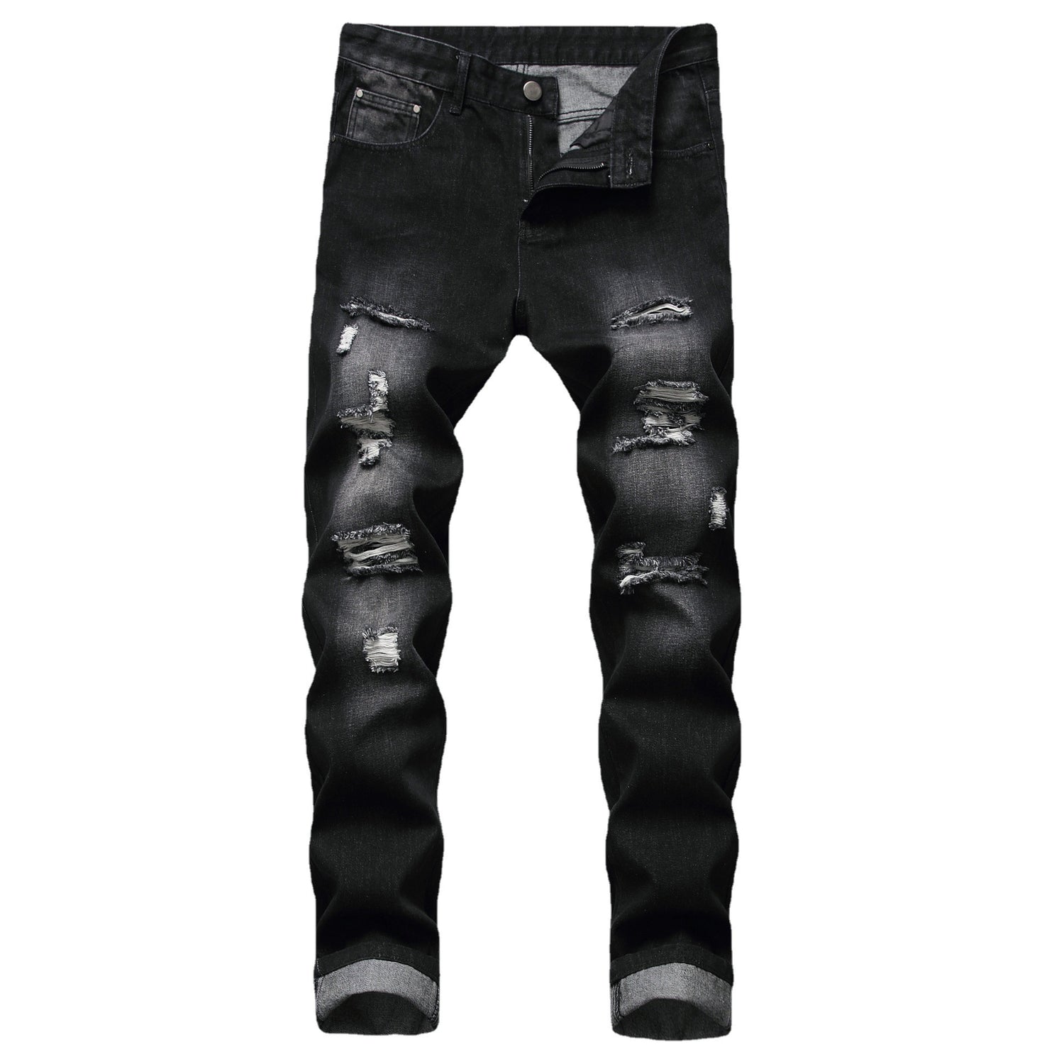 Men's straight fit denim jeans worn in a casual everyday styled look