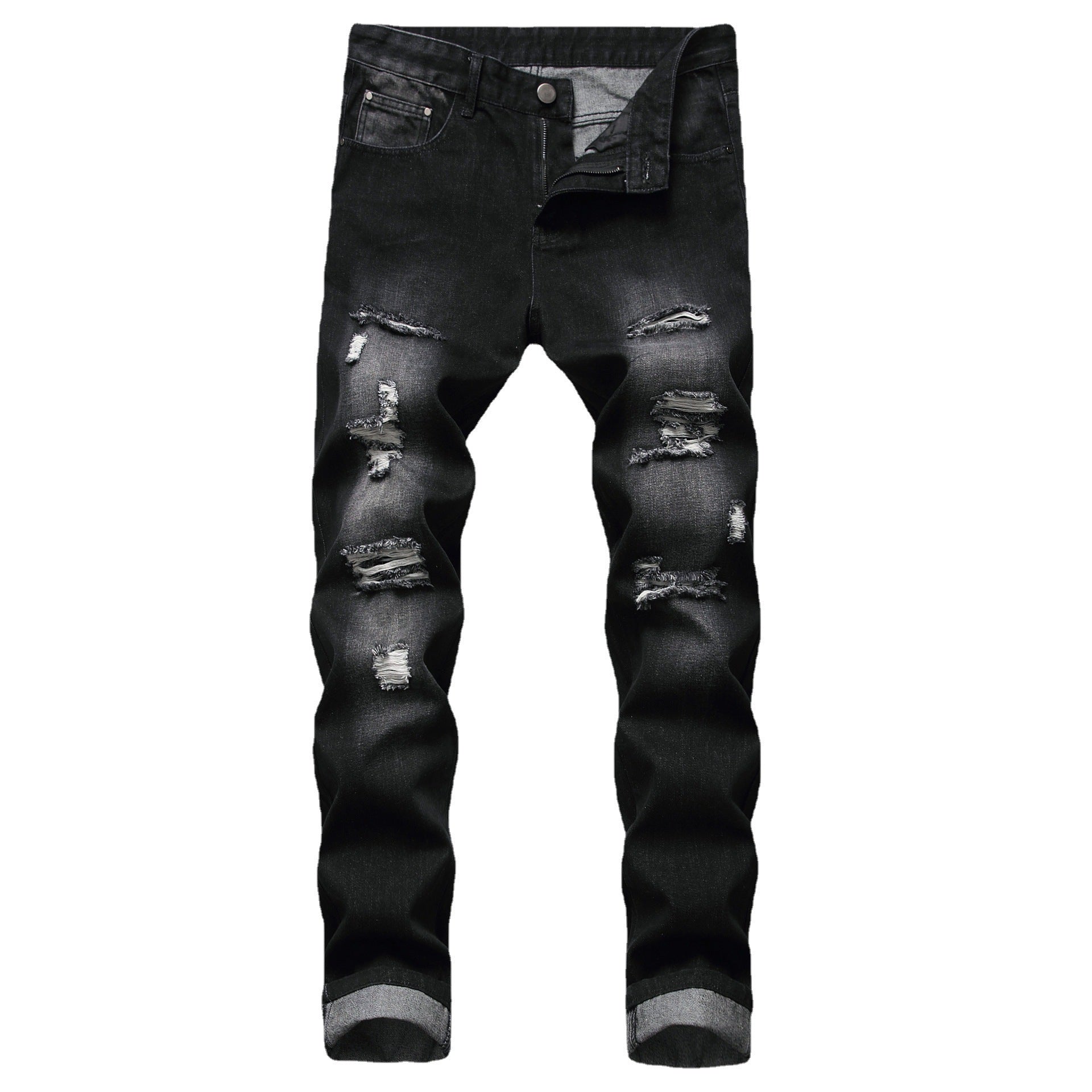 Men's straight fit denim jeans worn in a casual everyday styled look