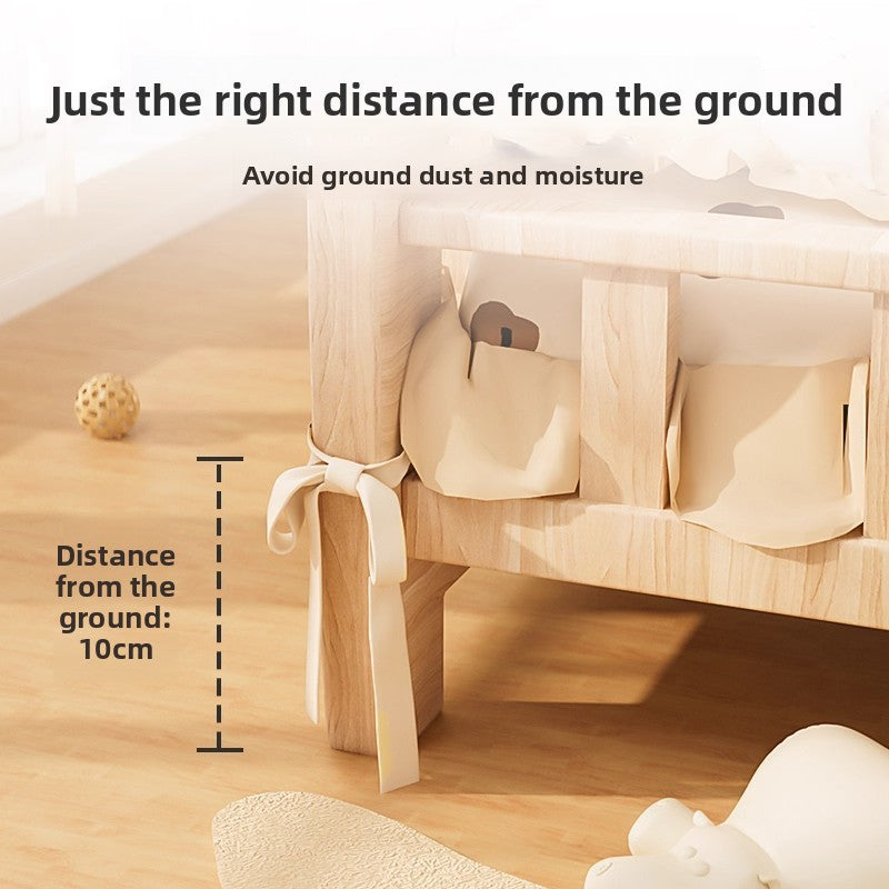 Leg of a raised pet bed with a marker showing a 10 cm distance from the ground