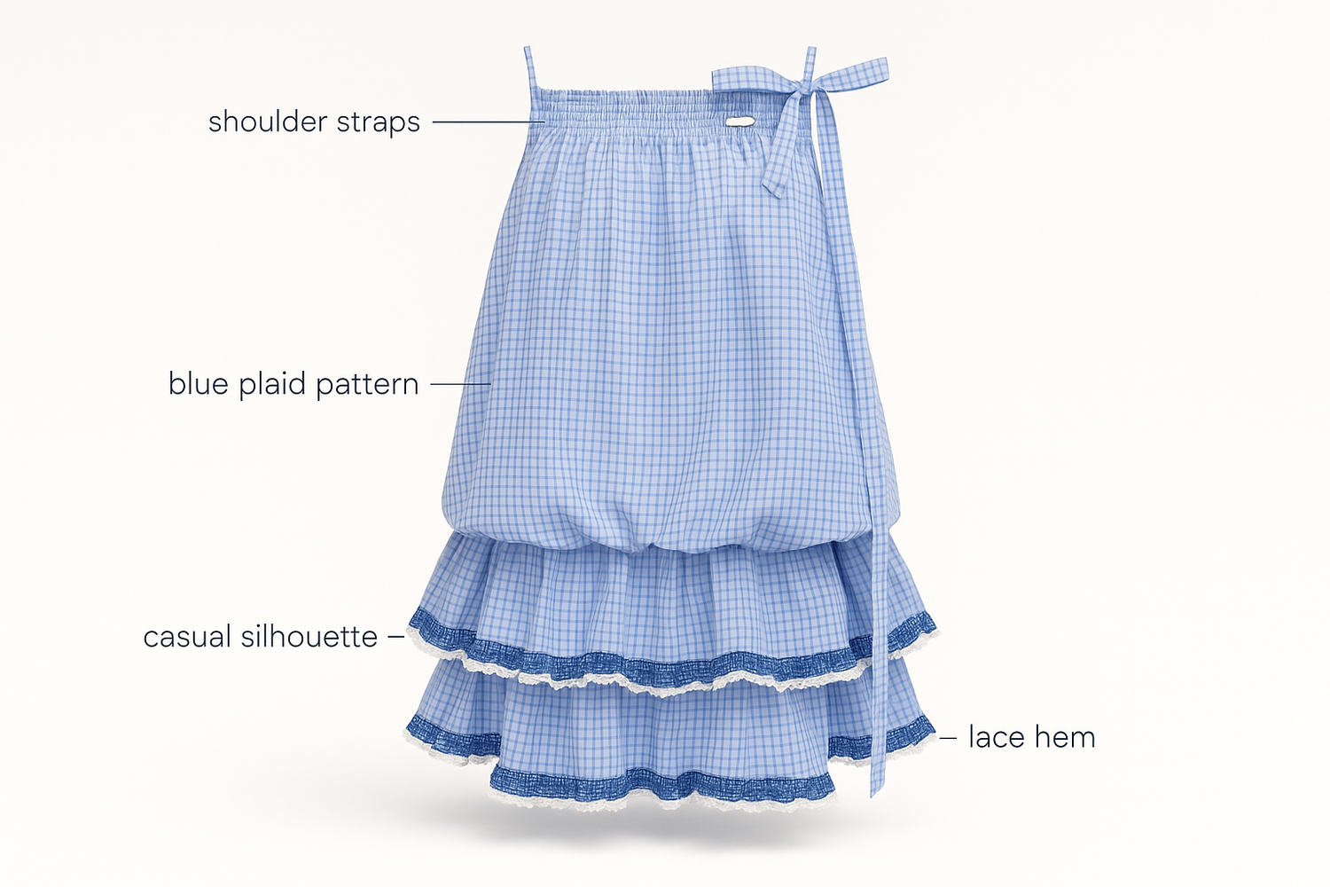 blue plaid lace hem suspender dress for casual day trip relaxed outing with easy styling wearable comfort and a more con 6