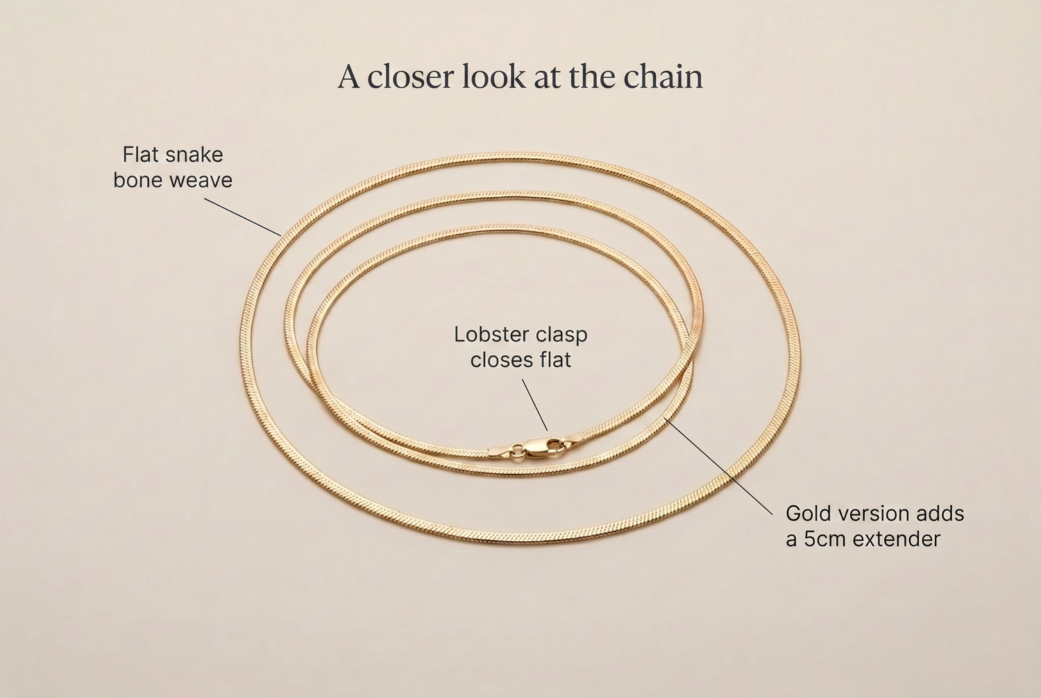 square-snake-bone-chain-necklace feature breakdown