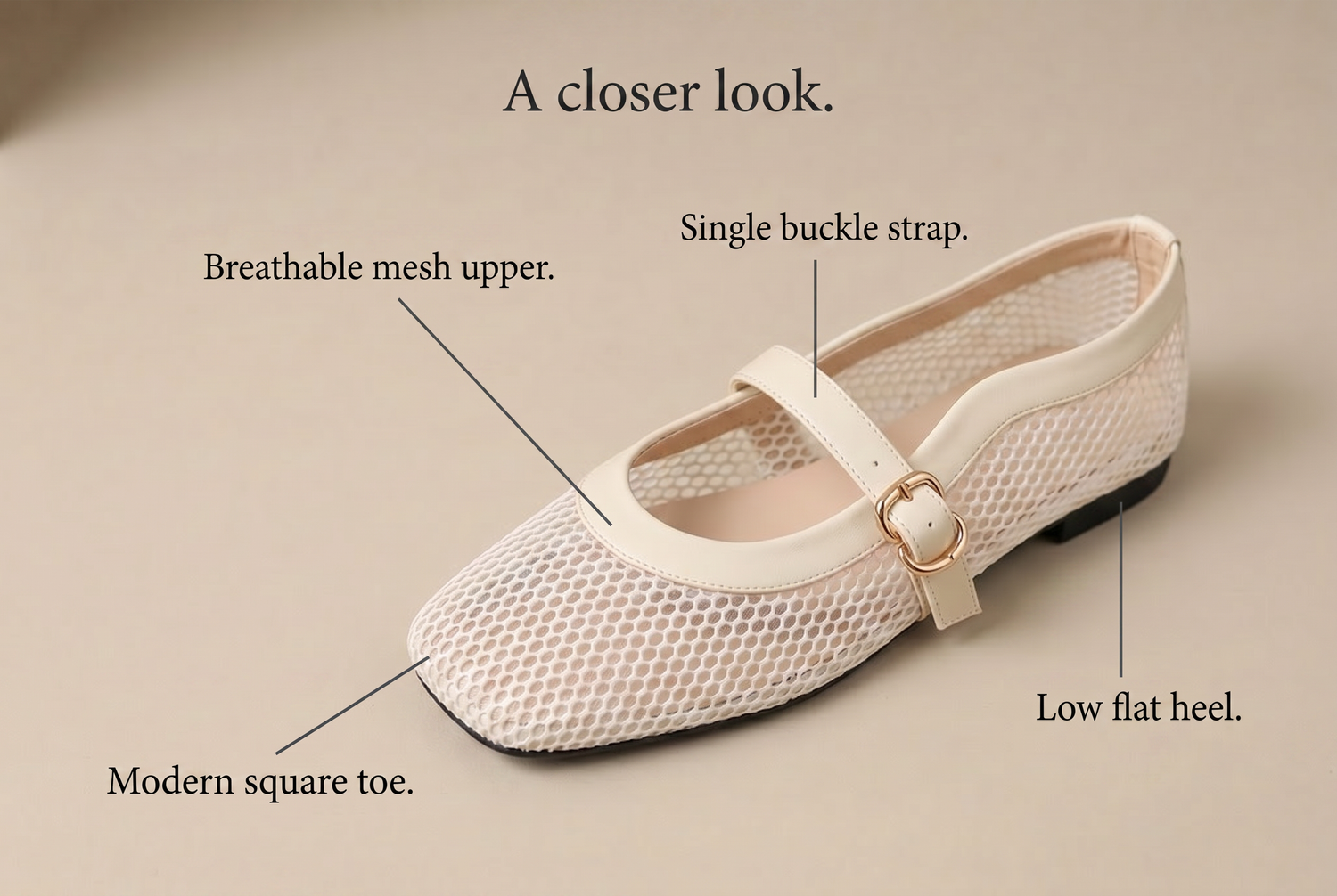 breathable-mesh-ballet-flat-sandals-with-buckle feature breakdown
