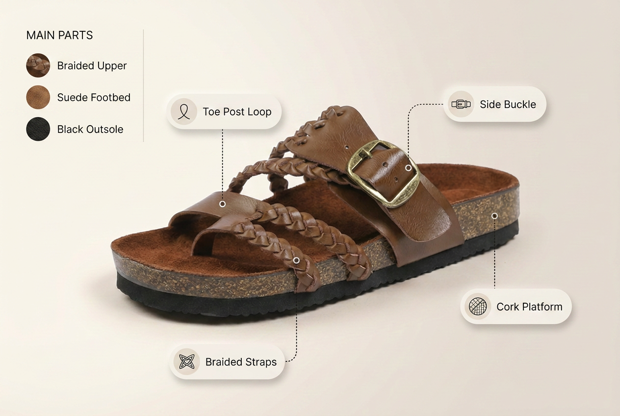 adjustable-buckle-woven-sandals-with-suede-insoles feature breakdown