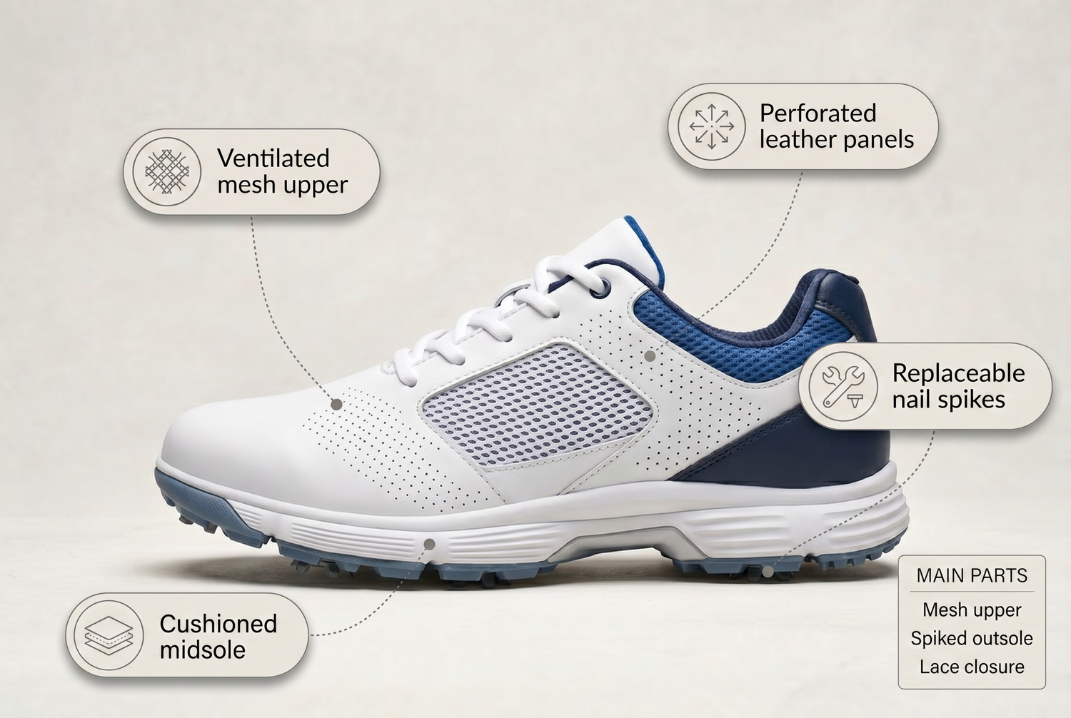 mens-breathable-golf-shoes-everyday-shoes feature breakdown
