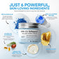 Infographic of the blue face balm jar surrounded by its six listed ingredients