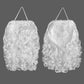 White curly synthetic Santa Claus costume wig and matching beard set on a costumed model