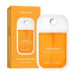 Orange citrus POWER MIST paper box and matching flat 45 ml hand spray bottle on a white background