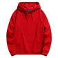 Red heavyweight pullover hoodie with drawstring hood and kangaroo pocket, front view, size XXXXXL option