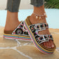 Double buckle women's sandals open toe flat