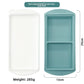 Two compartment silicone tray beside its white lid, 29 cm long, 285 g, option 2 Cavities 29 cm Tray, Gray Blue