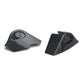 Pair of carbon fiber pattern plastic shock absorber covers shown from two angles on a white background