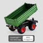 Green tipping trailer implement with adjustable sides for the toy tractor