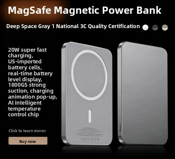 Detail view of the power bank charging face with its raised alignment ring