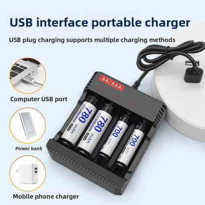Smart turn light battery charger four-slot USB charger