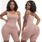 Bean paste shaping bodysuit on a model, front and back with curved seams across the seat