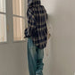 Loose Fit Hooded Plaid Shirt