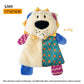 Corn velvet plush pet toy with an embroidered face and a squeaker inside for play