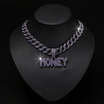 Hip hop letter money pendant necklace shown from the front
