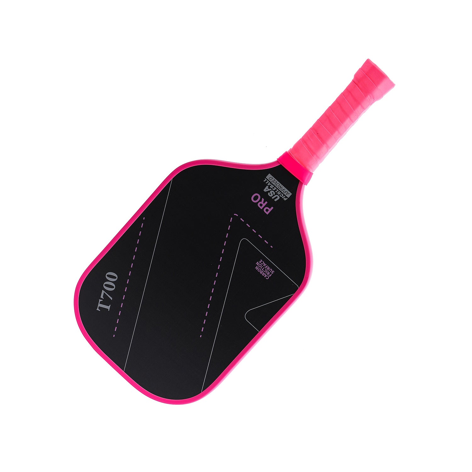 Pink zip carry bag with a mesh pocket shown beside the pickleball paddles and balls