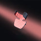 Top down layout of the neck red light collar with bib panel and controller cord