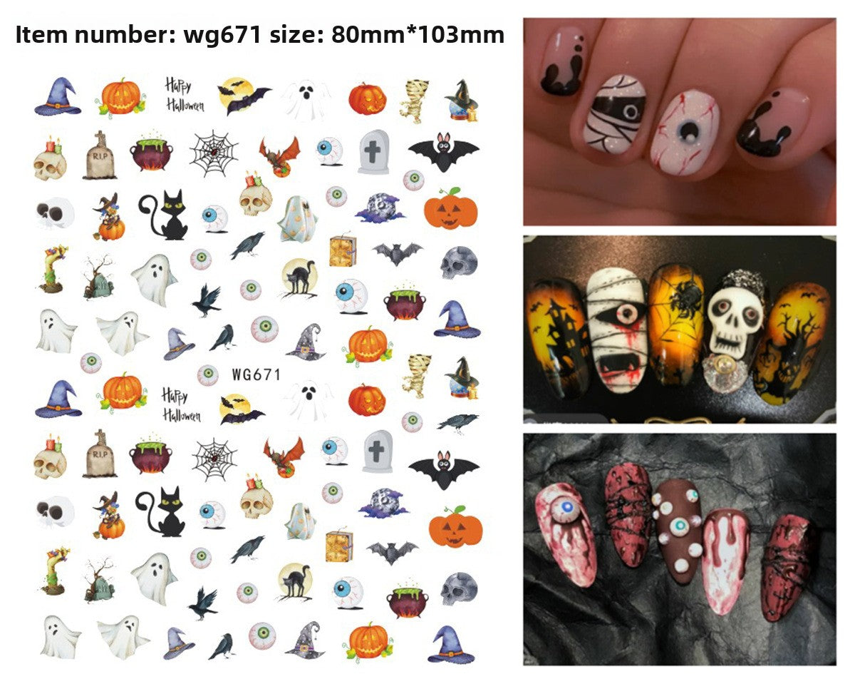 Halloween nail sticker sheet packed with jack o lantern and ghost motifs