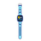 Sky blue children's smart watch with a rocket and moon face on a blue and light blue strap with a metal buckle