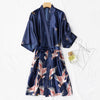 Silk Style Bridal Loungewear Nightgown - Long Crane Indigo